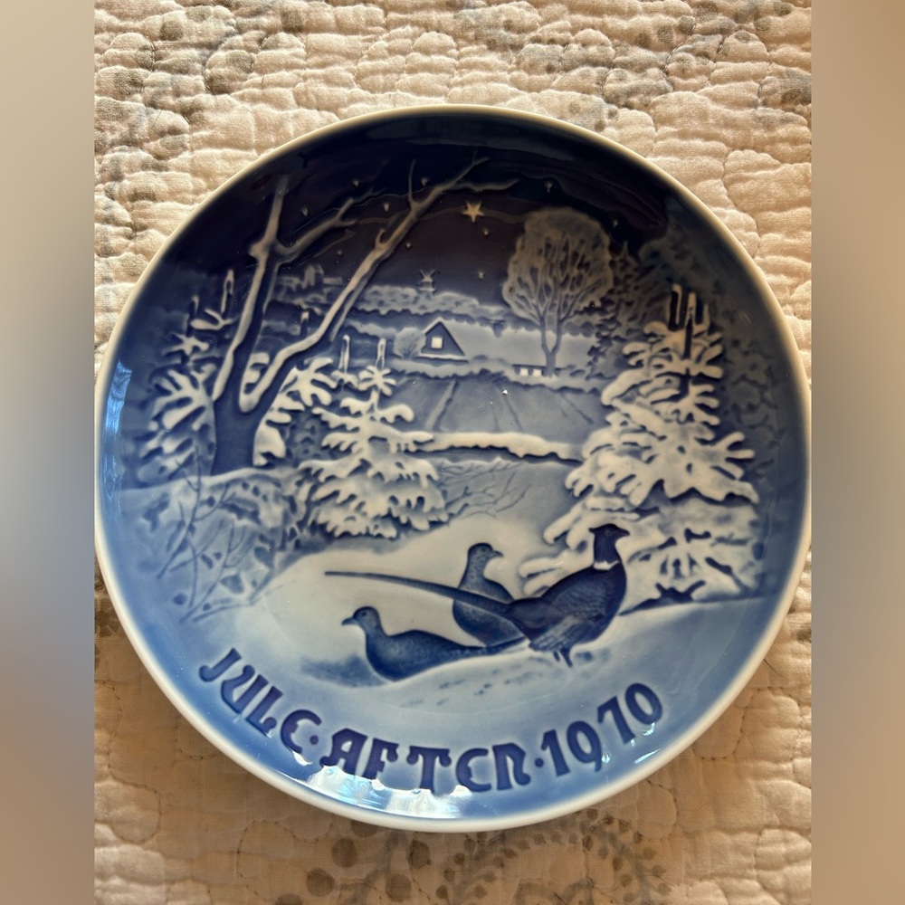 Bing & Grondahl “Pheasants in the Snow at Christmas”. 1970 Copenhagen Porcelain.